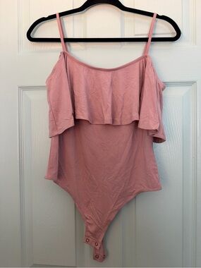 Express Girls Dusty Pink Ruffle One-Piece Bodysuit